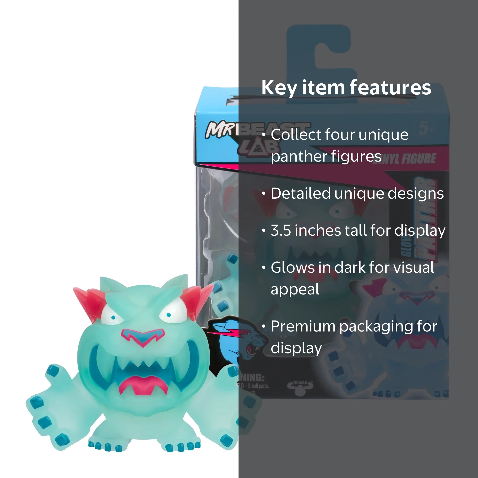 MrBeast Lab Collectible Vinyl Figures Glow Panther, 3.5