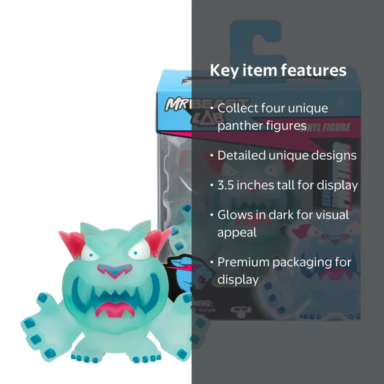 MrBeast Lab Collectible Vinyl Figures Glow Panther, 3.5