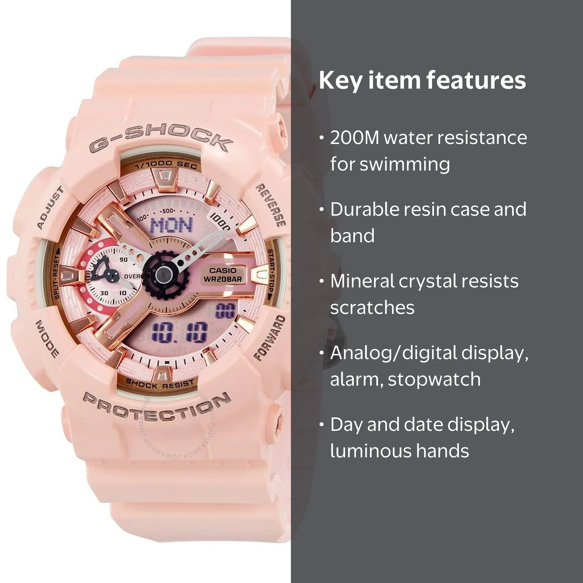 Casio G-Shock, Ladies Watch, GMAS110MP-4A1, Pink Analog Digital