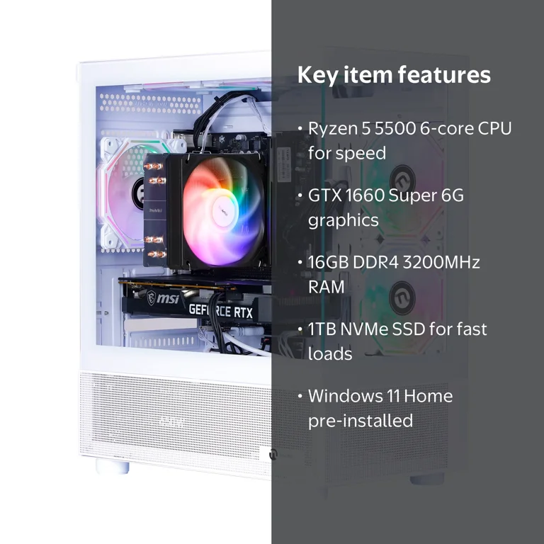 スーミン Ningmei Lumishore Gaming PC, AMD Ryzen 5 5500, GTX 1660 Super