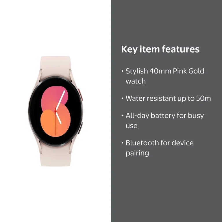 Samsung, Galaxy Watch5, 40mm Bluetooth, Pink Gold with Improved