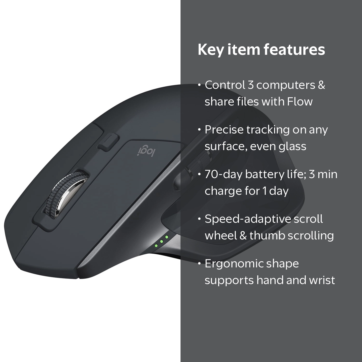 Logitech MX Master 2S Bluetooth Wireless Mouse, Multi-Surface