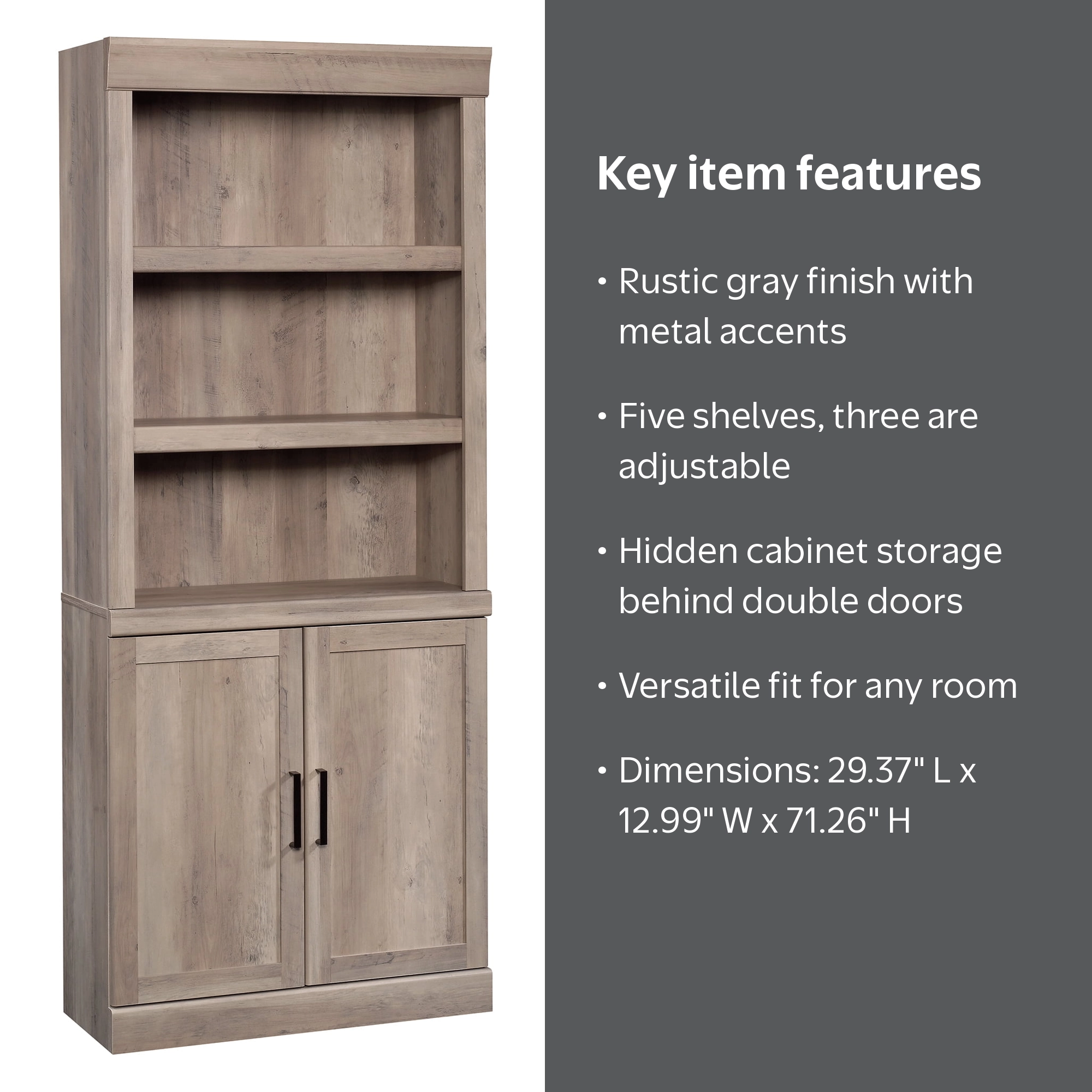 Better Homes & Gardens Glendale 5 Shelf Bookcase with Doors