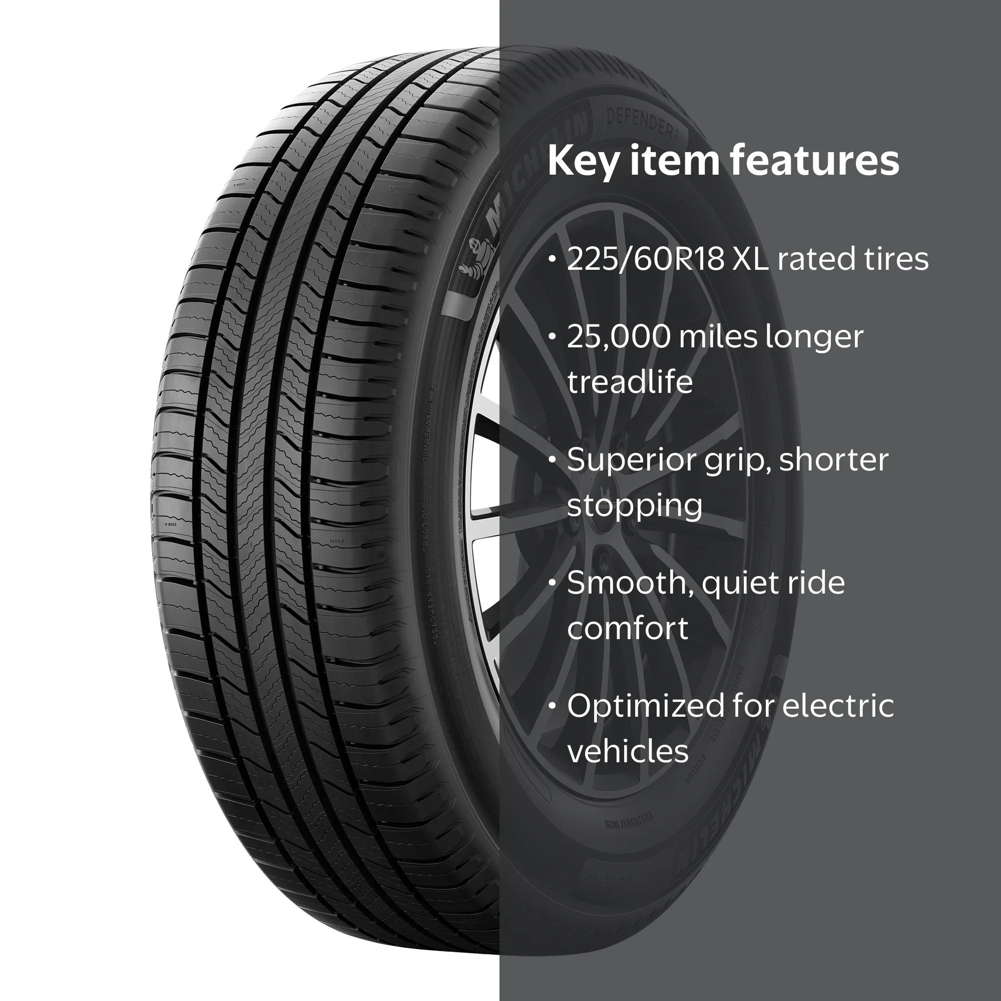 Michelin Defender 2 225/60R18 104H XL Tire - Walmart.com