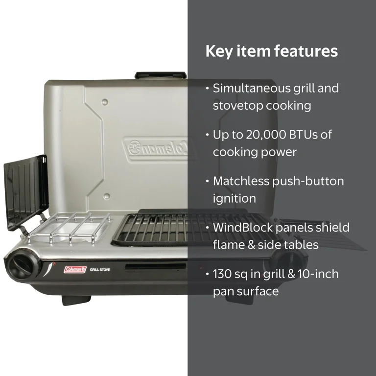 Coleman, 2-in-1 Tabletop Propane Grill/Stove, 2-Burner, 20,000