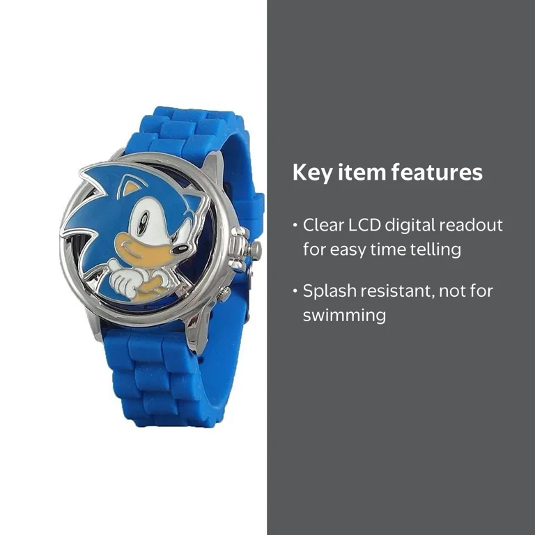SEGA Sonic The Hedgehog Kids Digital Spinning LCD Wrist Watch