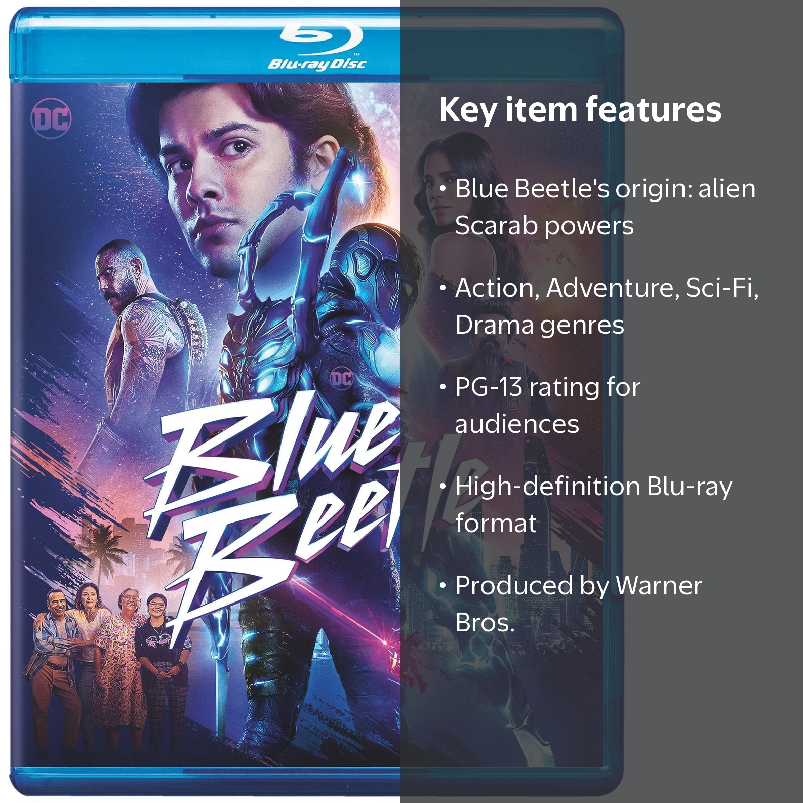 Blue Beetle Blu-ray, Warner Bros., PG-13, Action Adventure Sci-Fi