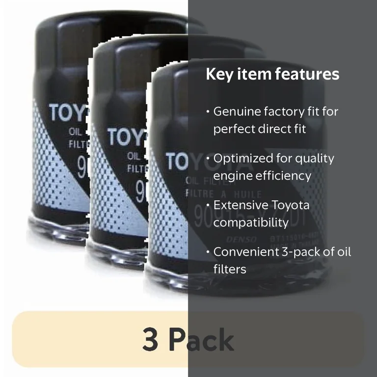 Toyota Engine Oil Filter 90915-YZZD1, 3pk, Steel, 120 mm - Walmart.com