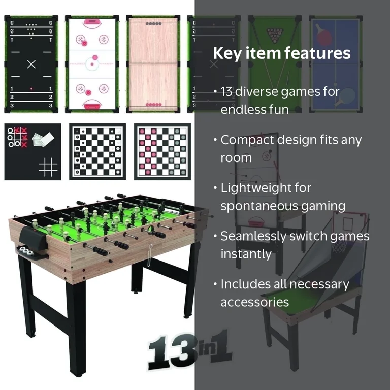 RealPlay Tzumi 13-in-1 Multi Game Table for Arcade Games of