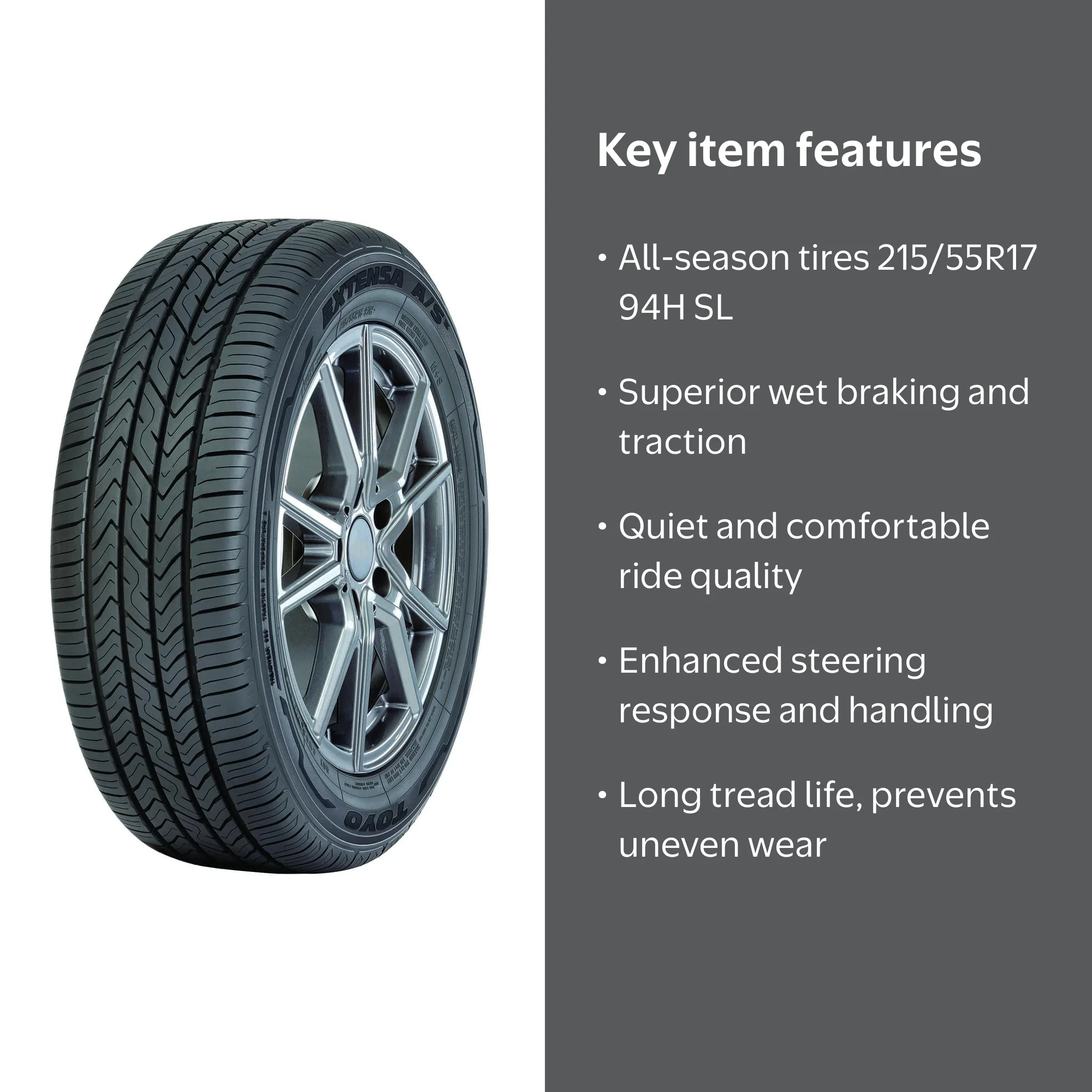 Toyo, Passenger Tire, 215/55R17, All Season, Black - Walmart.com