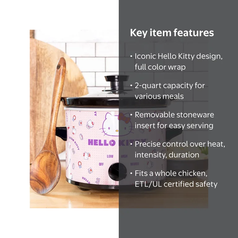 Uncanny Brands Super Cute Hello Kitty 2 QT Slow Cooker with
