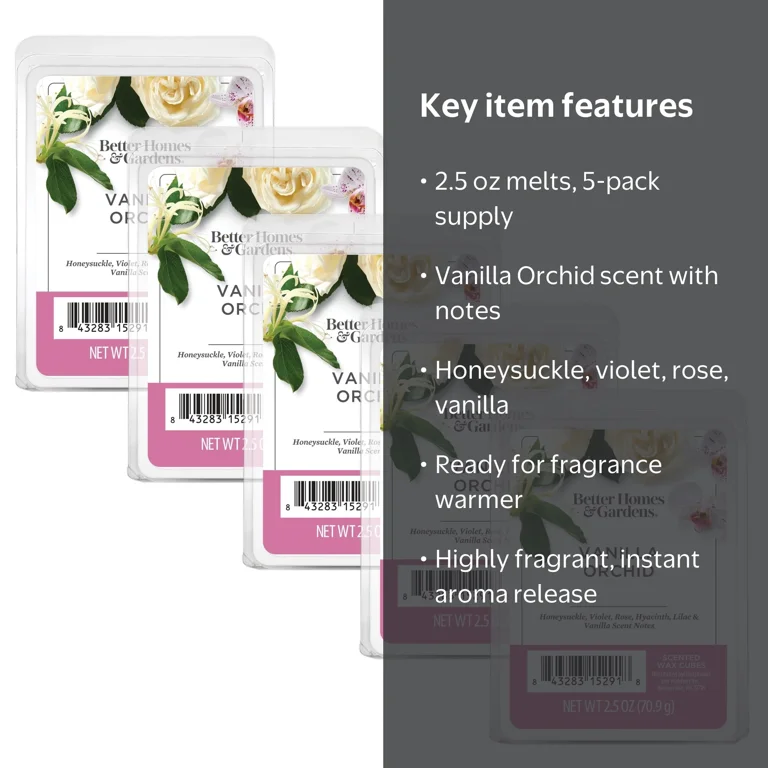 Vanilla Orchid Scented Wax Melts, Better Homes & Gardens, 2.5 oz