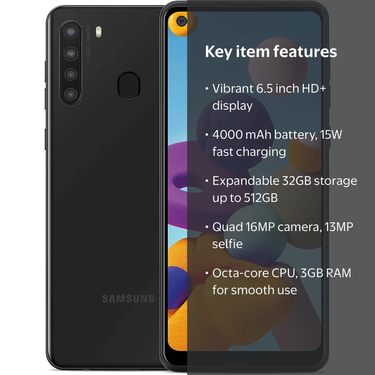 Restored Samsung Galaxy A21 A215U GSM Unlocked Smart Phone - Black