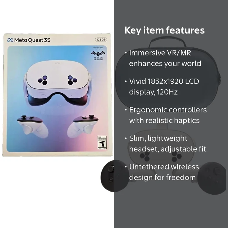 Oculus Meta Quest 3S VR Headset, 128GB, 1832x1920 LCD, 120 Hz