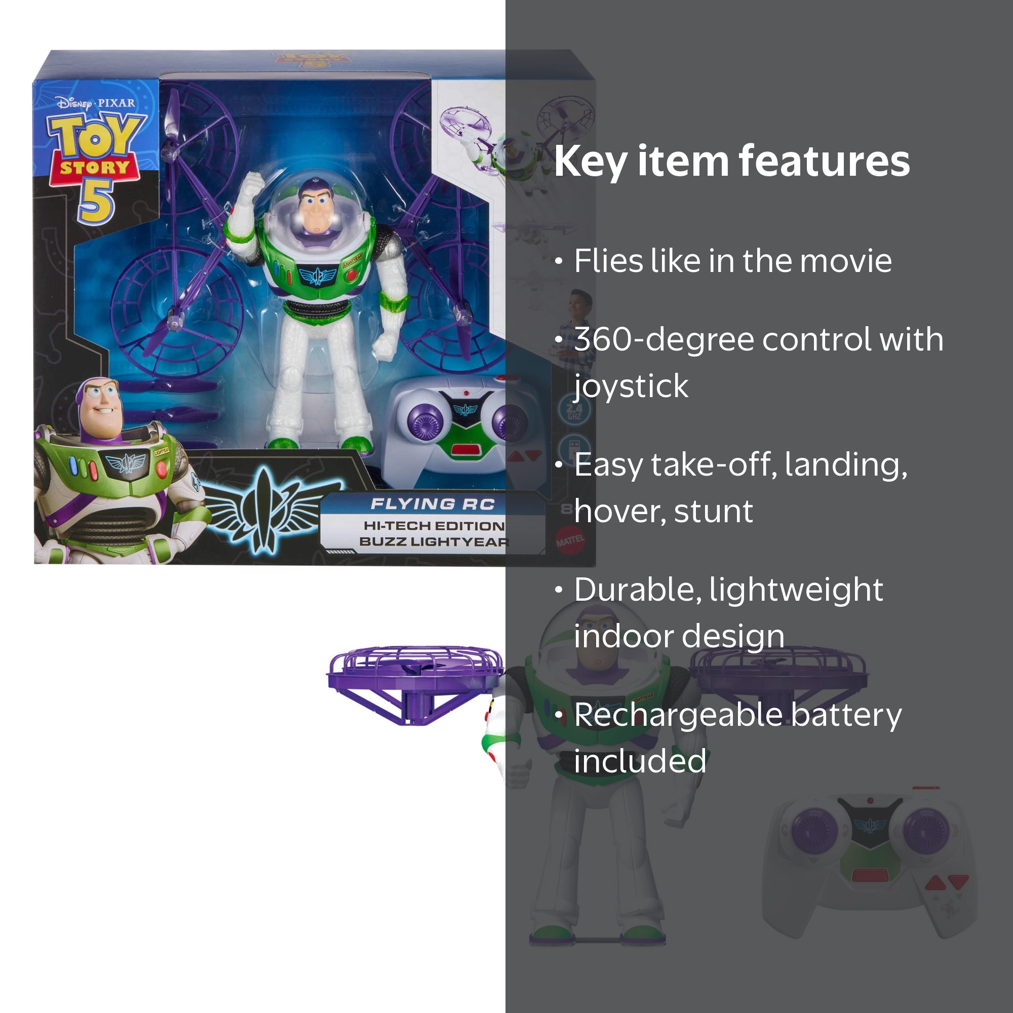 Toy Story 5 RC Hi-Tech Edition Buzz Lightyear Flying Toy - Walmart