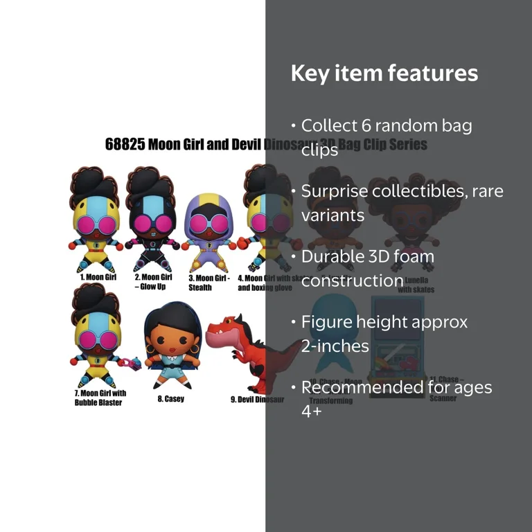 Monogram Moon Girl and Devil Dinosaur 3D Foam Bag Clips, Random