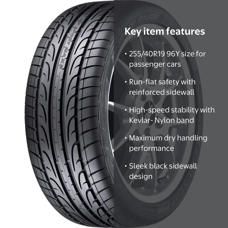 Dunlop, Passenger Tire, 255/40R19 96Y Summer UHP DSST, Run-Flat