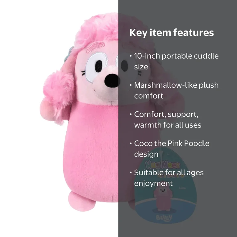 Squishmallows, HugMees Coco the Pink Poodle, 10 inch, Pink