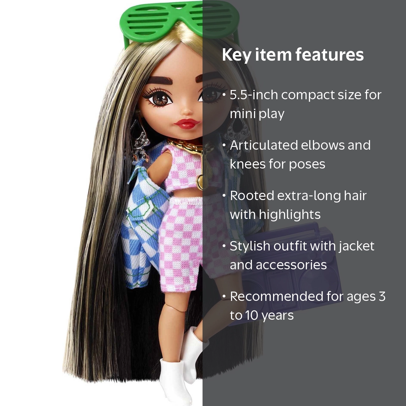 Barbie, Barbie Extra Minis Doll, #2, Long Highlights, Two-Piece