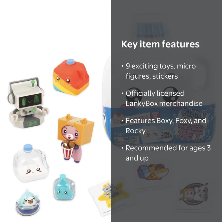 LANKYBOX, Giant Milky Mystery Set, 9 Toys, Figures, Stickers