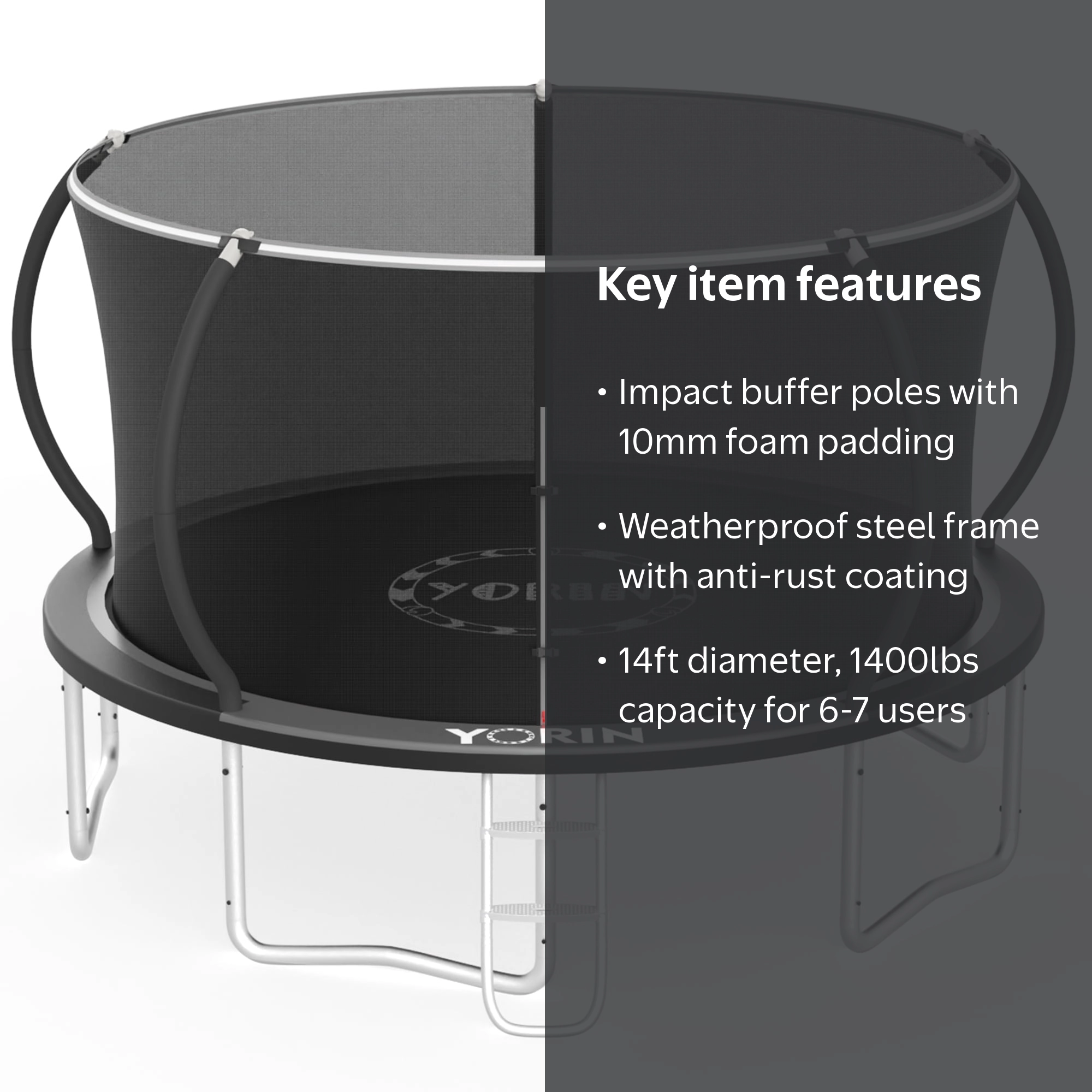 YORIN Trampoline, 14FT 16FT 12FT 10FT Trampoline with Enclosure