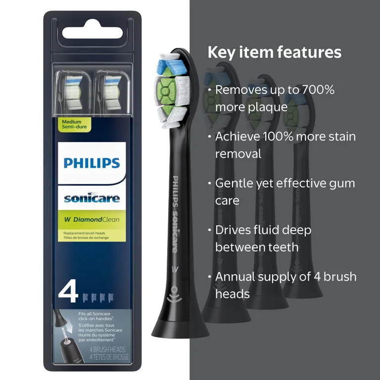 PHILIPS Sonicare 9000 DiamondCleanと換えブラシ Philips Sonicare DiamondClean Whitening Refill Brushes, 4-pk