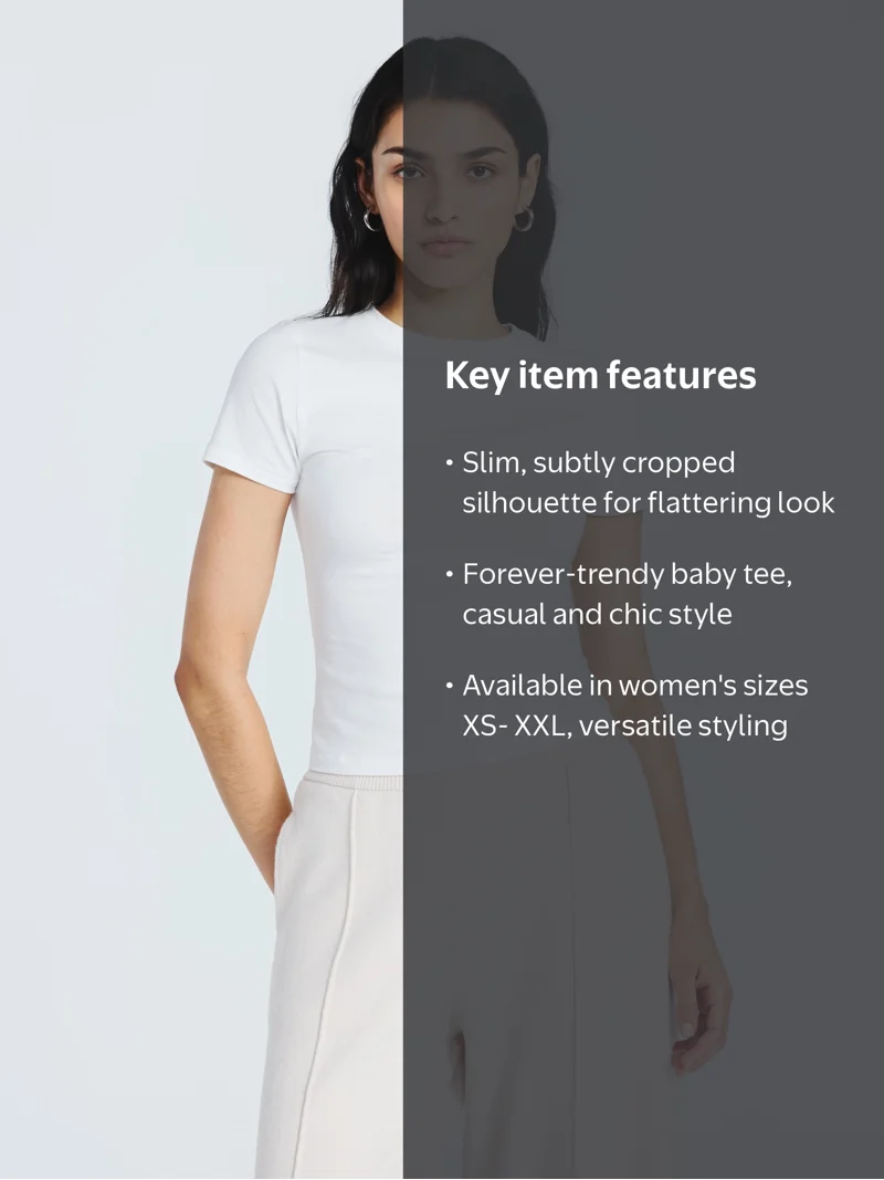 Scoop Women's The York Baby Tee with Short Sleeves, Sizes XS-XXL