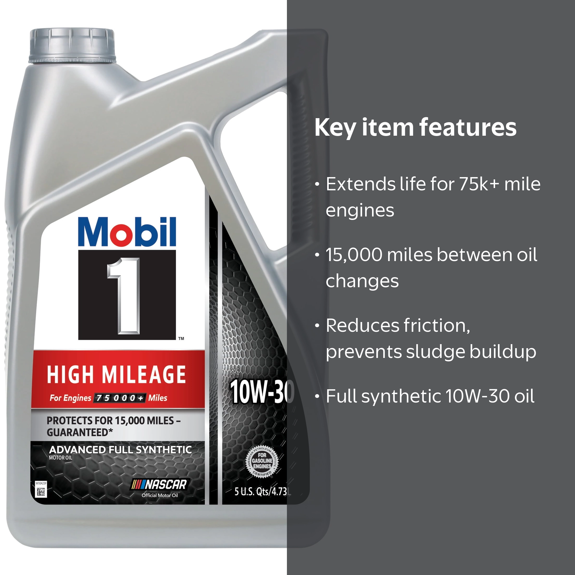 Free Shipping! Mobil 1 High Mileage Full Synthetic Motor Oil 10W