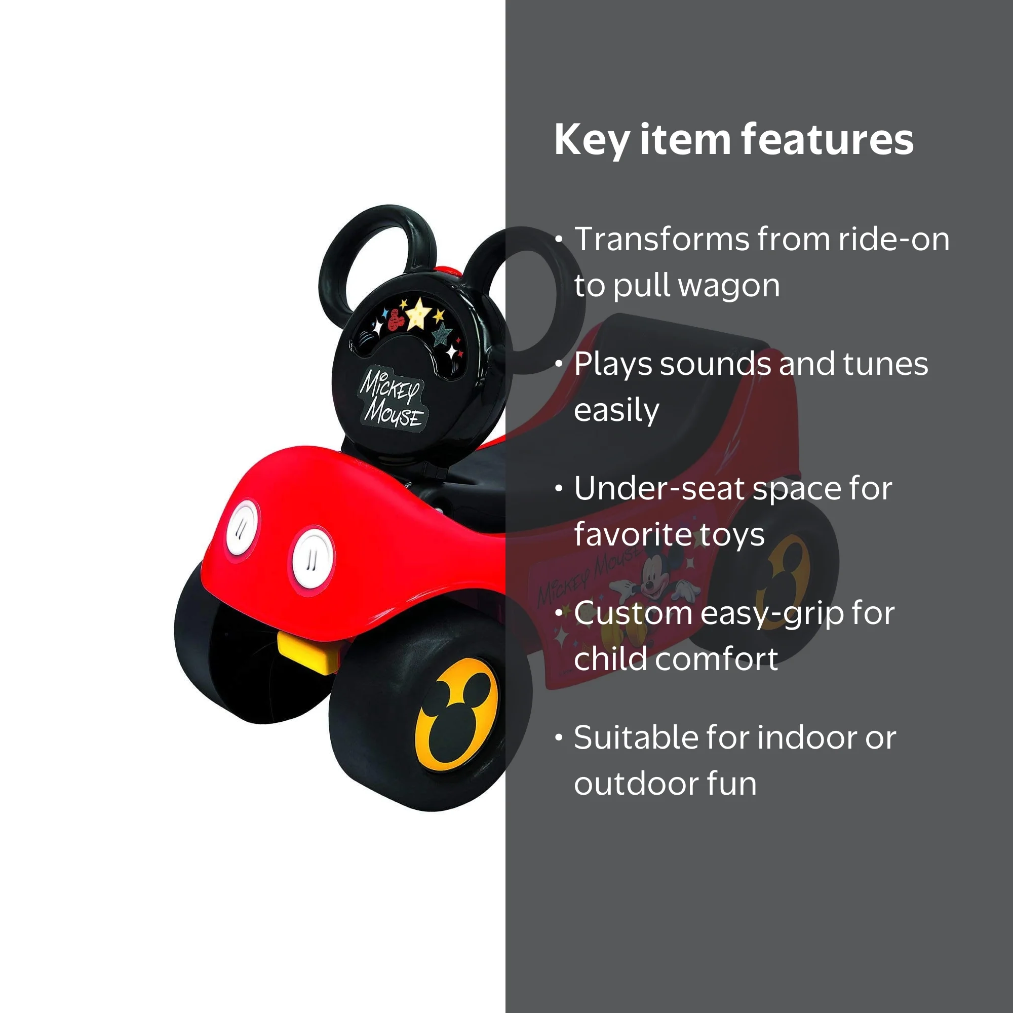 Disney, Kids Wagon/Ride-On, Mickey Mouse Happy Hauler, 2-in-1