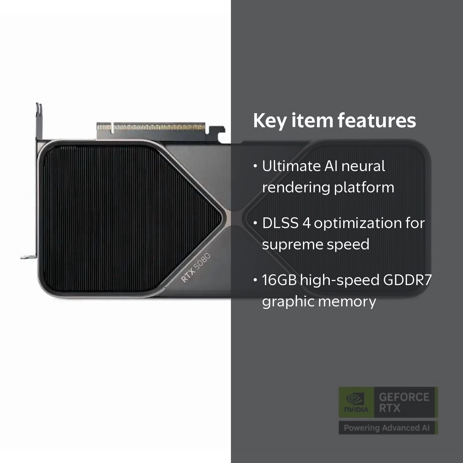 NVIDIA GeForce RTX 5080 Graphic Card, 16GB GDDR7, AI Ray Tracing