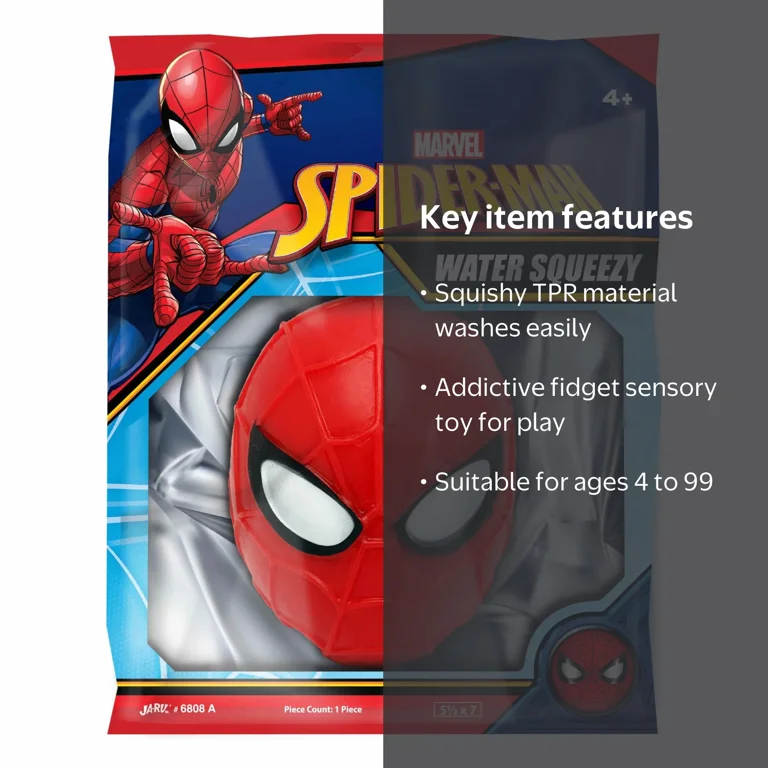 JA-RU Marvel Spider-Man Water Squeezy Ball Avengers Fidget Sensory