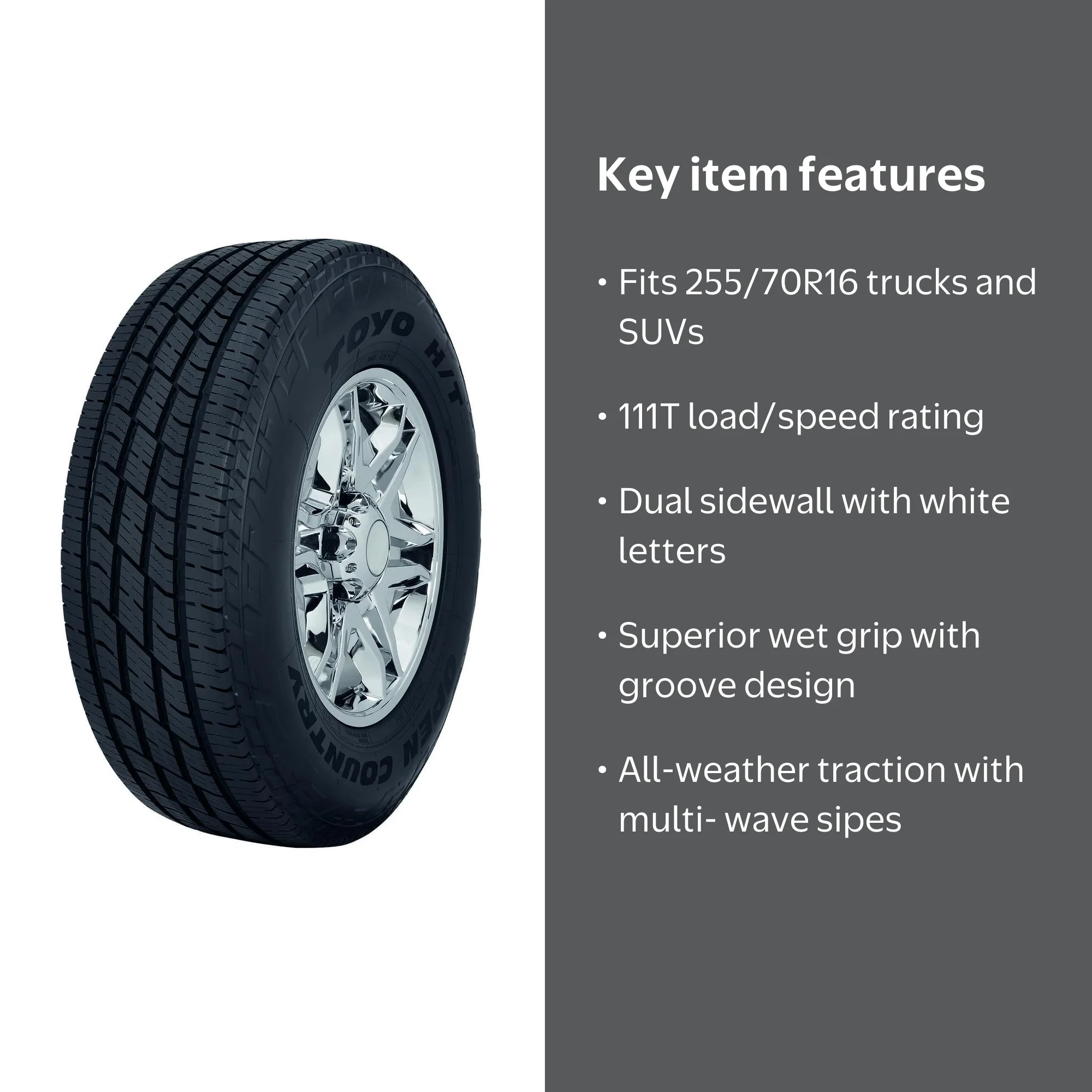 Toyo, Light Truck Tire, 255/70R16 111T, Highway All-Season