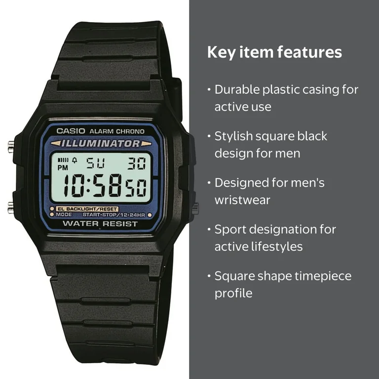 CASIO デジタルスポーツストップウォッチ ブラック Casio Men Sport Square Plastic Watch Black Casio Sport Square
