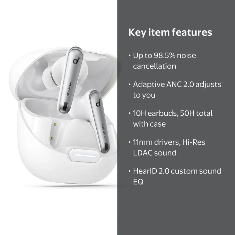 Soundcore Liberty 4 NC Noise Cancelling Wireless Earbuds, Clear