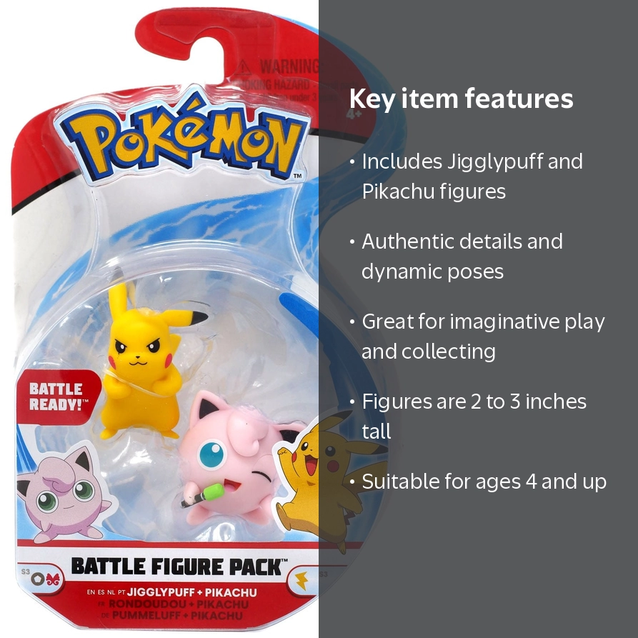 Wicked Cool Toys Pokemon Jigglypuff & Pikachu 2-3 Inch Battle