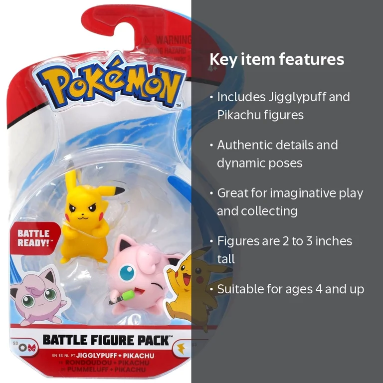 Wicked Cool Toys Pokemon Jigglypuff & Pikachu 2-3 Inch Battle