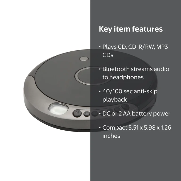 GPX, CD MP3 Player with Bluetooth, PCB319B, Portable Stereo
