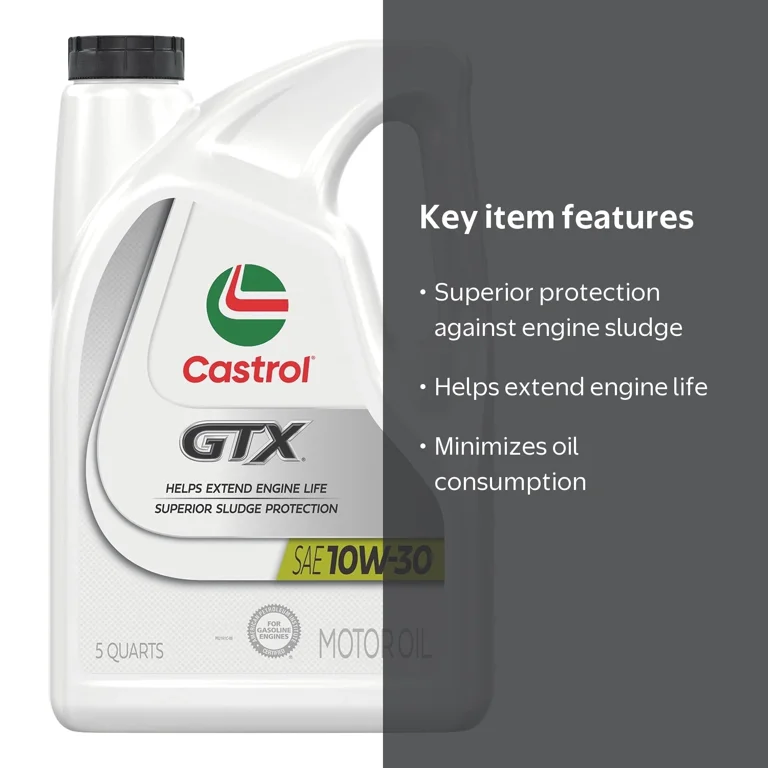 Castrol, Conventional Motor Oil, 10W-30, 5 Quarts, Meets API SN