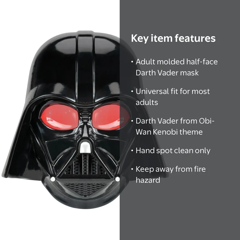 Jazwares, Adults Star Wars Darth Vader Half Mask, Black, Plastic