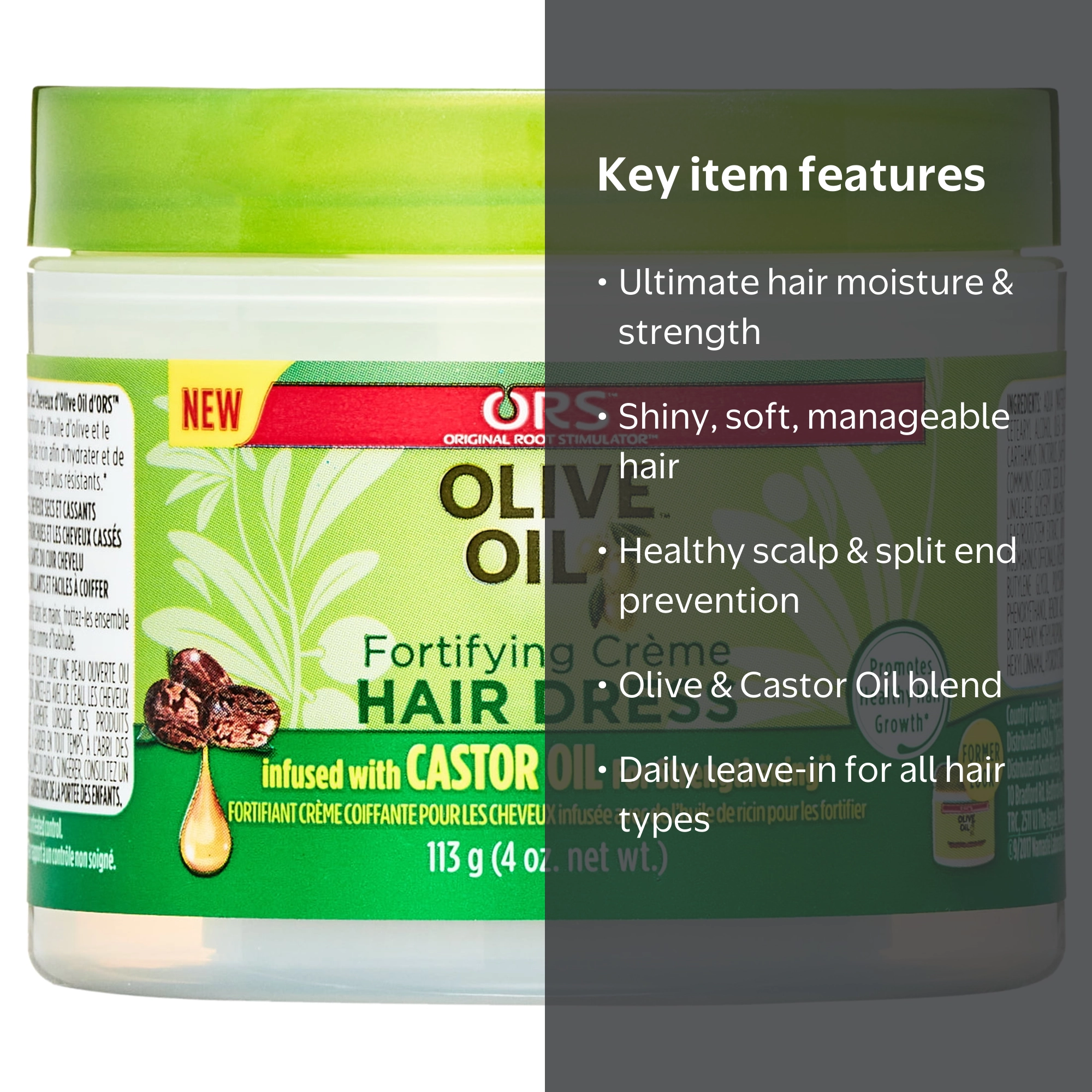 olive oil hair dress cream ORS Olive Oil Fortifying Crme Hair Dress, for All Hair Types, Moisturizes & Strengthens, 4 oz
