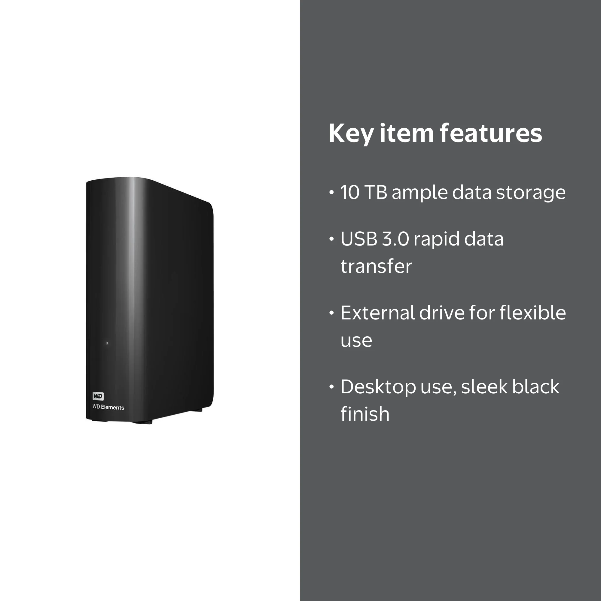 Western Digital, External Hard Drive, 10 TB, USB 3.0, Black