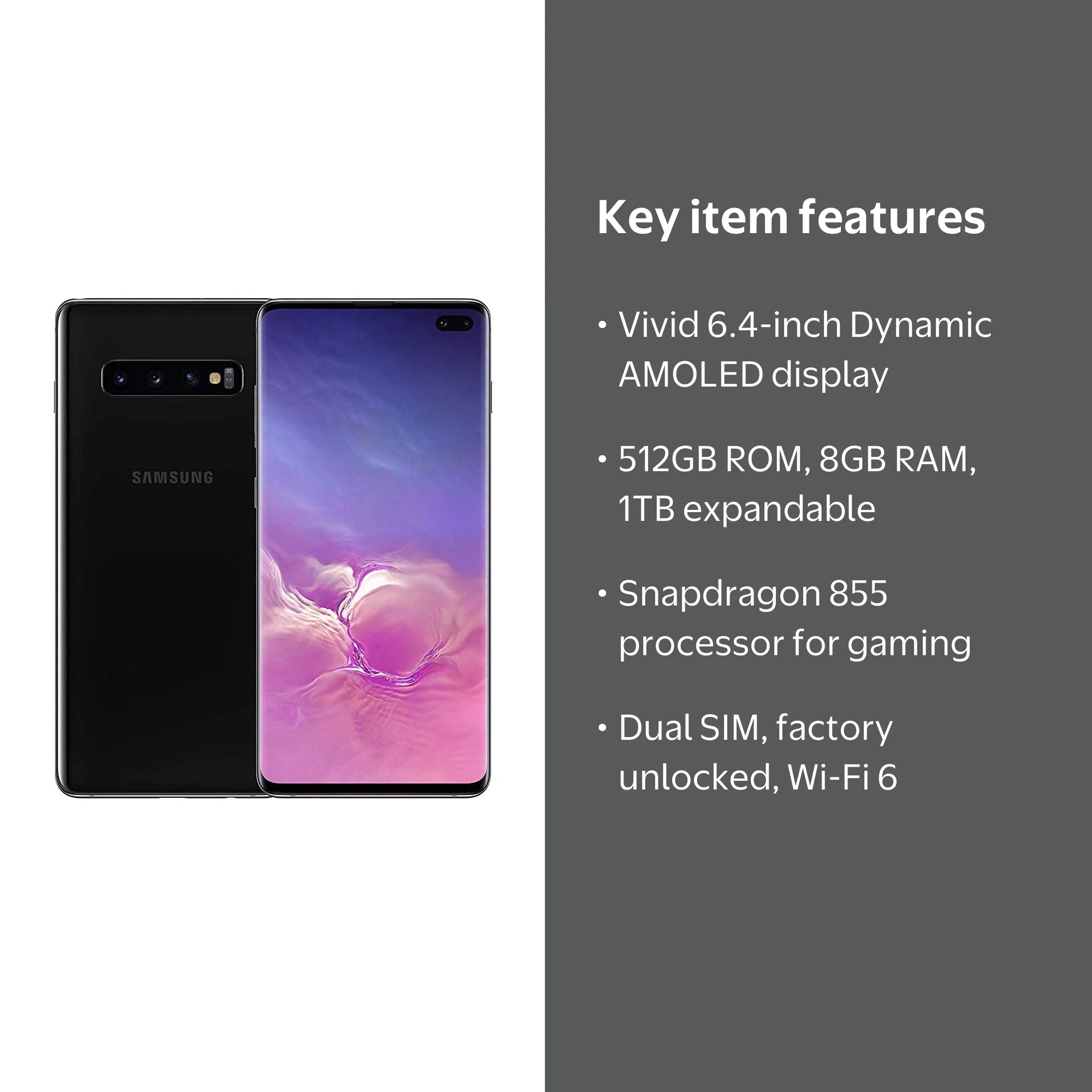 Samsung Galaxy S10+ Plus 512GB+8GB RAM SM-G975F/DS Dual SIM