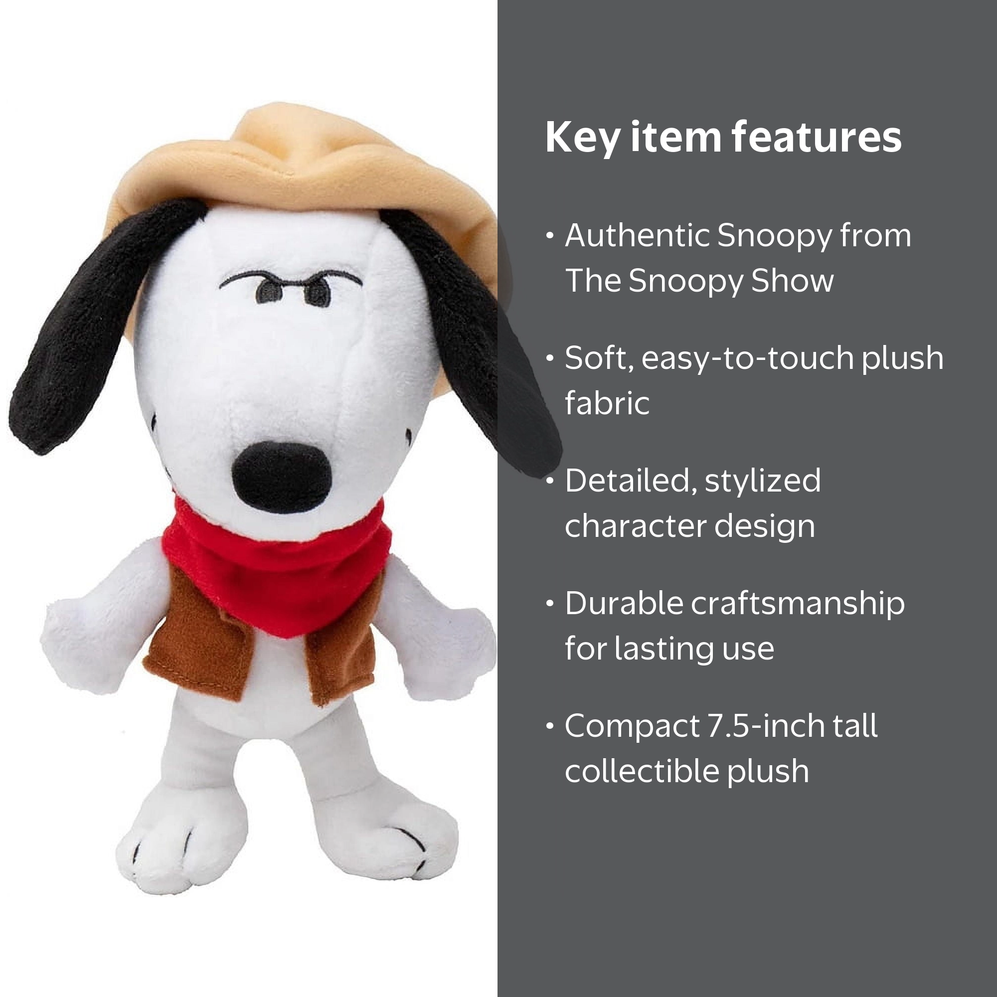 JINX Official Peanuts Collectible Plush Snoopy Cowboy, Excellent
