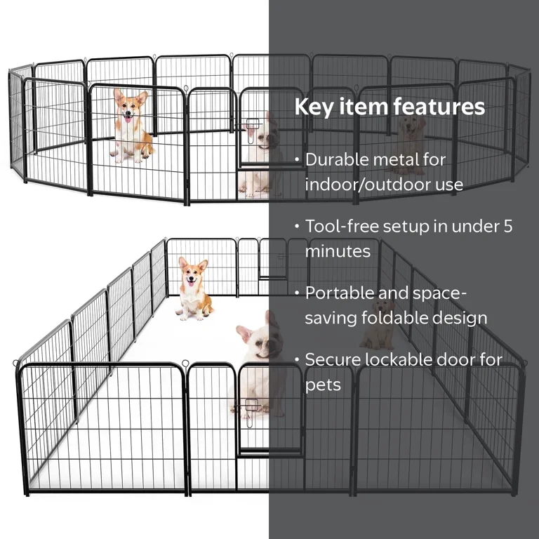 Edx Indoor & Outdoor Heavy Duty Metal Puppy Dog Playpen, 16