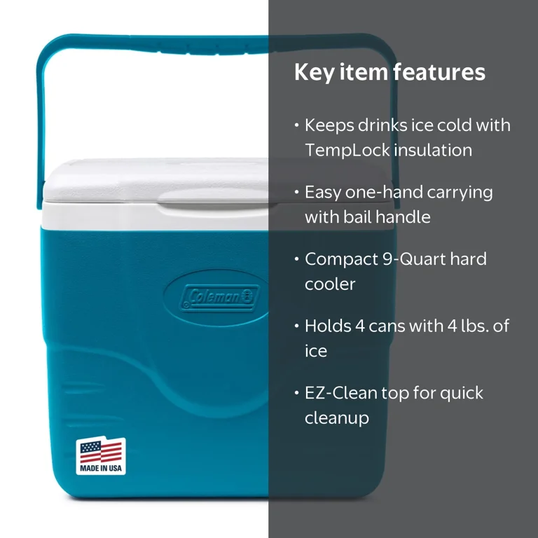 Coleman, Cooler, 9-Quart Portable Hard Cooler, TempLock insulation