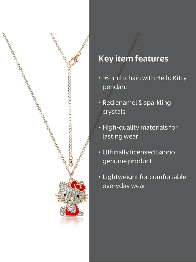 Sanrio Girls/Tween Hello Kitty Red Enamel Crystal Pendant, 16
