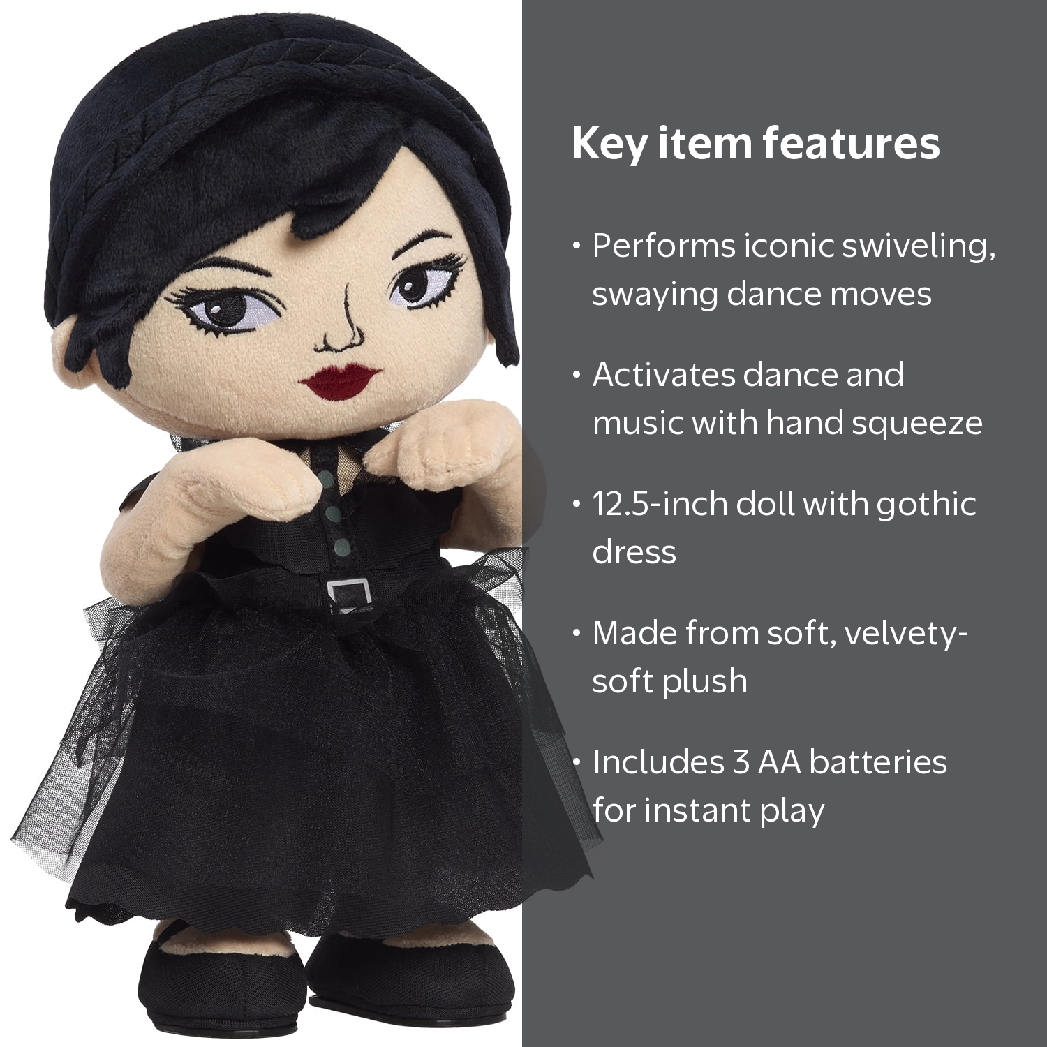 Wednesday Dancing Plush Doll with Music and Movement, 12.5-inch