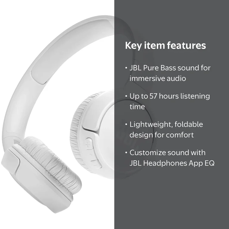 JBL, Wireless on-ear headphones, Pure Bass sound, 57 hours battery