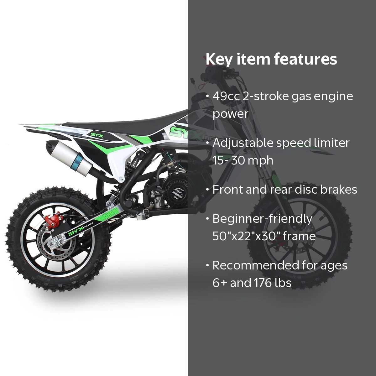 SYX MOTO Teen Youth Blitz 50cc 2 Stroke Gas Power Kids Mini Dirt