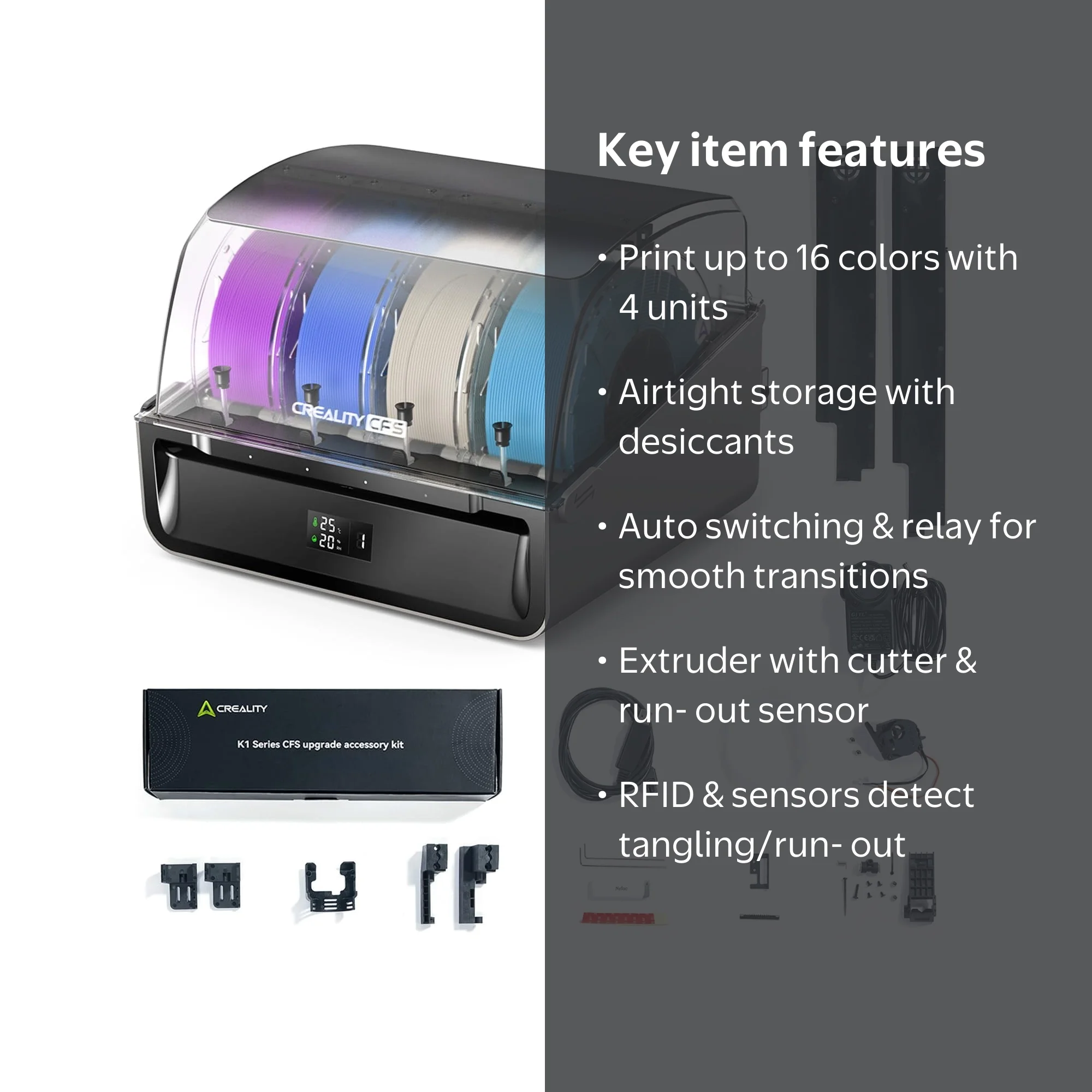 Creality CFS Filament System with K1 Upgrade Accessory Kit, Multi